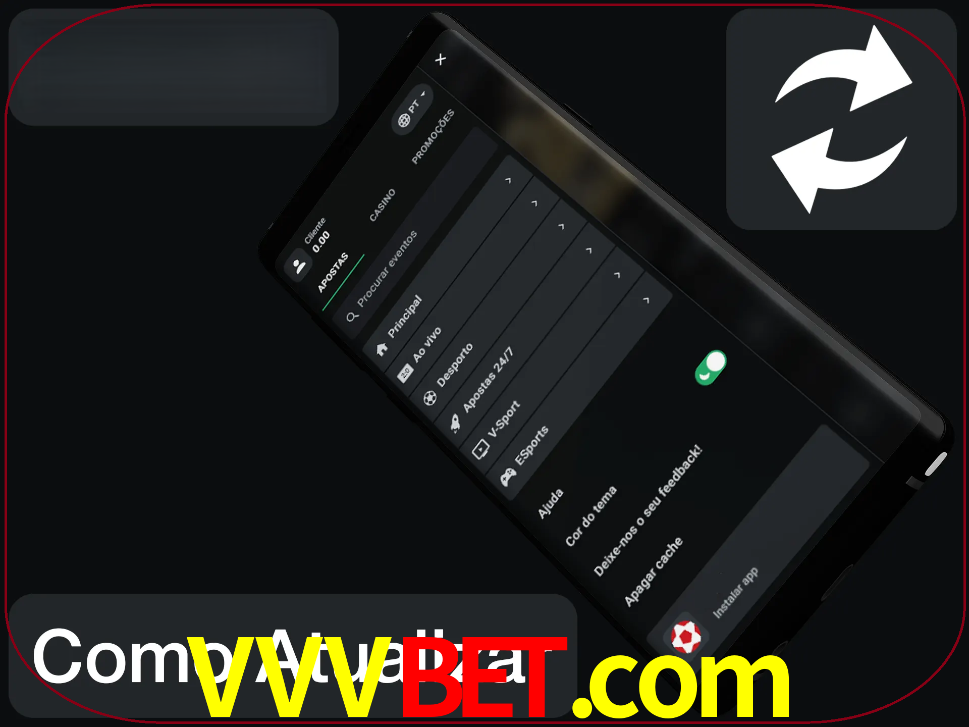 O aplicativo é atualizado automaticamente quando você faz o login.