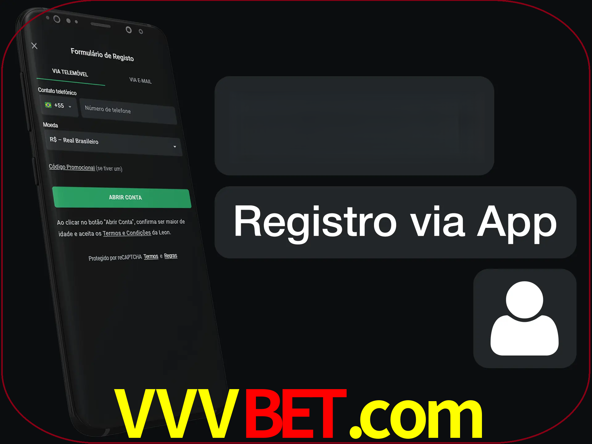 Registre-se com duas etapas usando o aplicativo.
