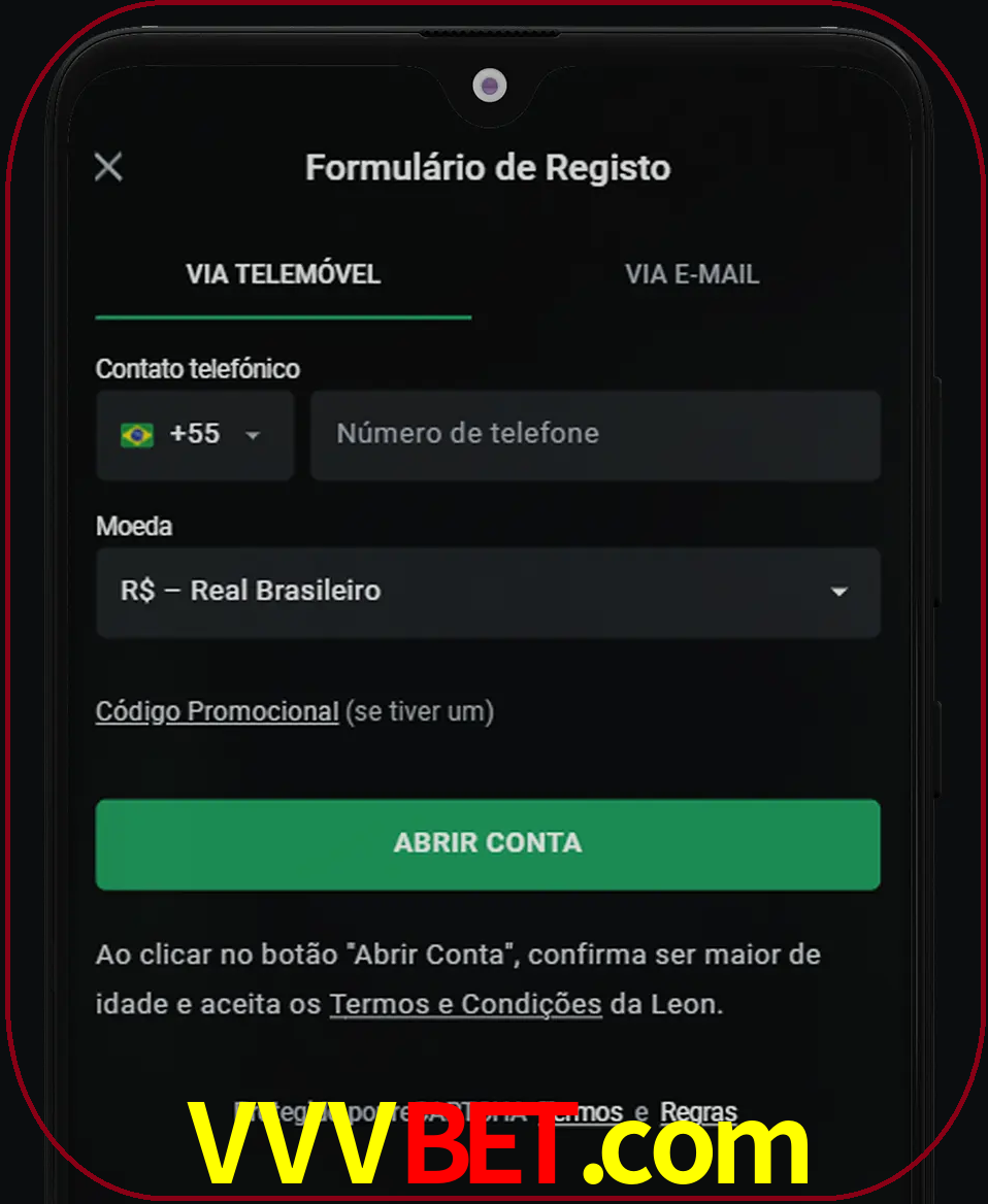Abra o aplicativo e inicie o processo de registro.