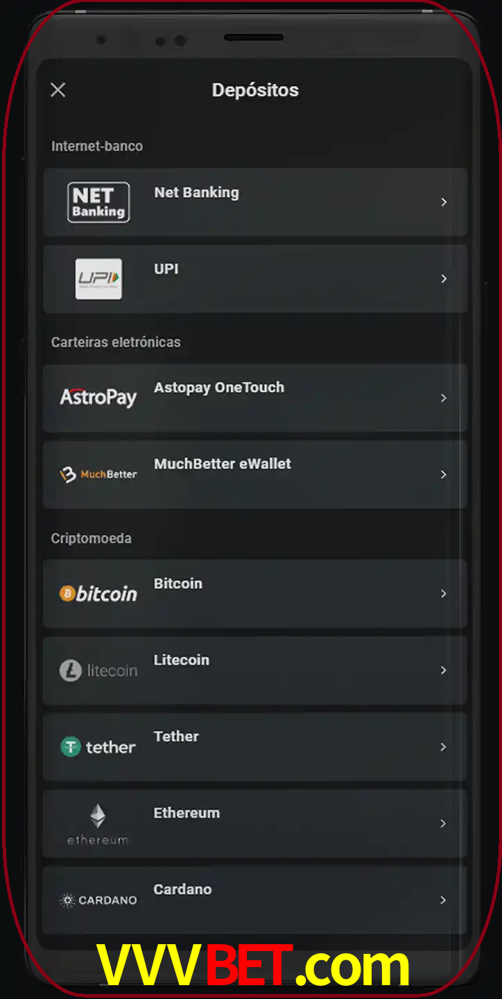 Você pode usar métodos alternativos de depósito.